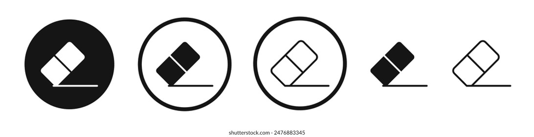 Eraser flat liner icon set.