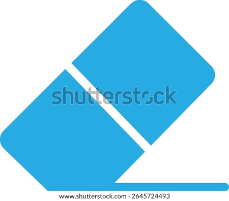 Eraser glyph icon. Blue eraser clean icon sign isolated on transparent background. Rubber eraser vector illustration.