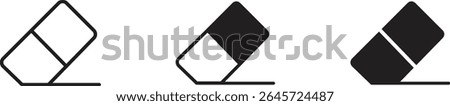 Eraser glyph icon set. Black eraser clean icon signs isolated on transparent background. Rubber eraser vector illustration.