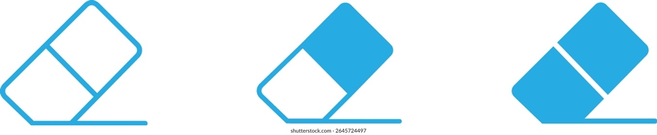 Conjunto de ícones de glifos da borracha. Borracha azul sinais ícone limpo isolado no fundo transparente. Ilustração de vetor de borracha.
