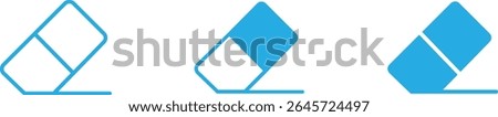Eraser glyph icon set. Blue eraser clean icon signs isolated on transparent background. Rubber eraser vector illustration.