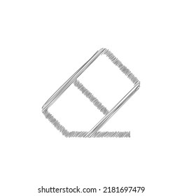 Eraser grey sketch vector icon. Flat style design