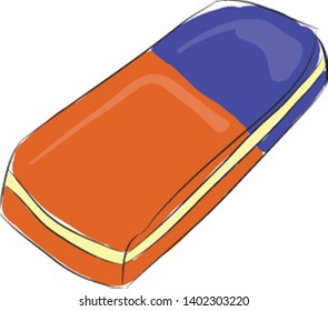 Eraser hand drawn design, illustration, vector on white background.