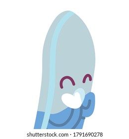 eraser with happy face cartoon, school supplies vector illustration design