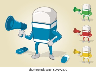 Eraser Holding Megaphone