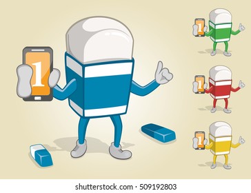 Eraser Holding Mobile Phone