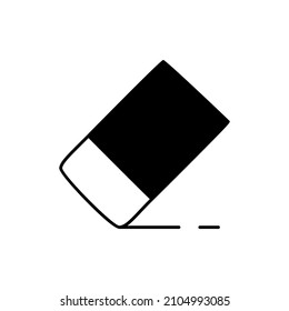 Eraser Icon in black flat glyph, filled style isolated on white background
