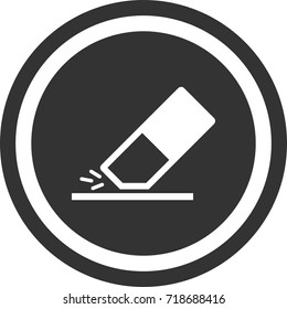Eraser icon, dark circle sign design