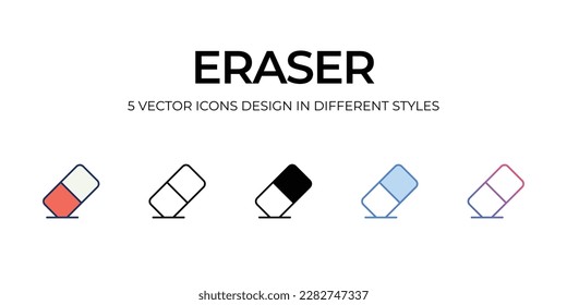 Diseño de iconos de borrado en estilo de cinco con pulsación editable. Línea, Sólido, Línea plana, Color de tono Duo y Línea de degradado de color. Adecuado para el diseño de páginas Web, aplicaciones móviles, UI, UX � y � interfaz gráfica de usuario �.