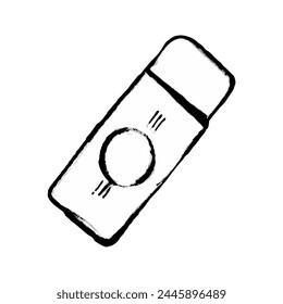 Eraser icon in doodle style. Hand made sketch eraser. Clipart. Isolated black element on white background.	 	 