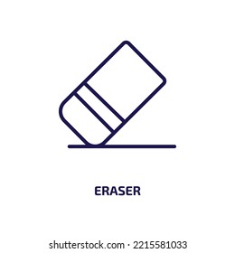 eraser icon from education collection. Thin linear eraser, pen, pencil outline icon isolated on white background. Line vector eraser sign, symbol for web and mobile