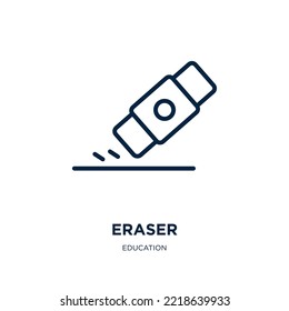 eraser icon from education collection. Thin linear eraser, pencil, paper outline icon isolated on white background. Line vector eraser sign, symbol for web and mobile