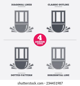 Eraser icon. Erase pencil line symbol. Correct or Edit drawing sign. Diagonal and horizontal lines, classic outline, dotted texture. Pattern design icons.  Vector