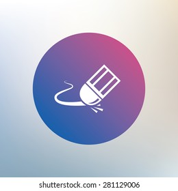 Eraser icon. Erase pencil line symbol. Correct or Edit drawing sign. Icon on blurred background. Vector