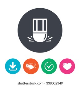 Eraser icon. Erase pencil line symbol. Correct or Edit drawing sign. Download arrow, handshake, tick and heart. Flat circle buttons.
