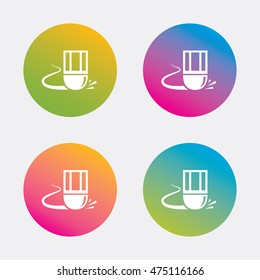 Eraser icon. Erase pencil line symbol. Correct or Edit drawing sign. Gradient flat buttons with icon. Modern design. Vector