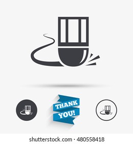 Eraser icon. Erase pencil line symbol. Correct or Edit drawing sign. Flat icons. Buttons with icons. Thank you ribbon. Vector