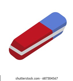 Eraser icon, flat, cartoon style. Isolated on white background. Vector illustration