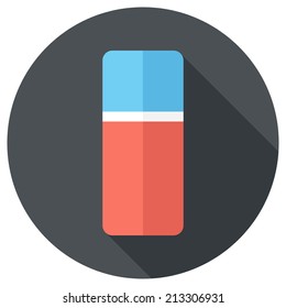 Eraser icon. Flat design style modern vector illustration. Isolated on stylish color background. Flat long shadow icon. Elements in flat design.