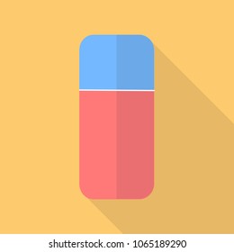 eraser icon in flat style with long shadow, isolated vector illustration on yellow transparent background