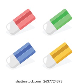 Eraser icon in flat style. Stationery tool vector illustration on isolated background. Rubber office tool sign business concept.