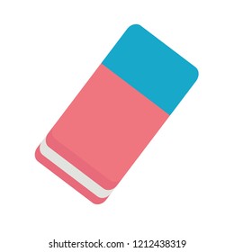 eraser, icon, flat, vector, isolated, rubber, background, white, color, design, education, school, colorful, illustration, object, nobody, drawing, office, equipment, change, erase, element, line, web