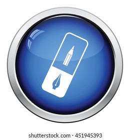 Eraser icon. Glossy button design. Vector illustration.