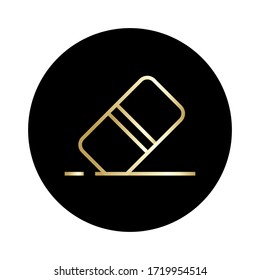 Radiergummi-Symbol auf goldener Farbe Vektorgrafik. einzeln auf weißem Hintergrund