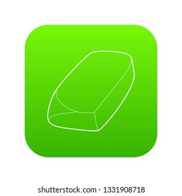 Eraser icon green vector isolated on white background