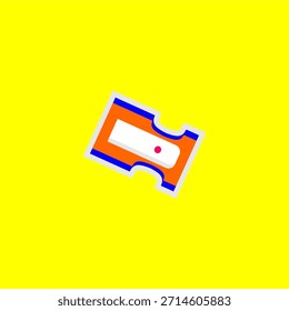 Radiergummiabbildung. Vektorgrafik des Radierersymbols. Radierer mit Schatten einzeln auf gelbem Hintergrund. Radiergummidesign.	