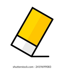 Eraser icon isolated on white background. Colored rubber erasers, tools or school supplies. Vector illustration