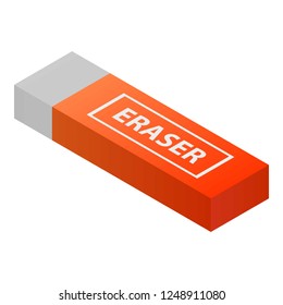 Eraser icon. Isometric of eraser vector icon for web design isolated on white background