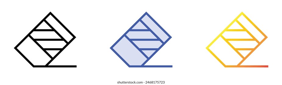 eraser icon. Linear, Blue Fill and Gradient Style Design Isolated On White Background