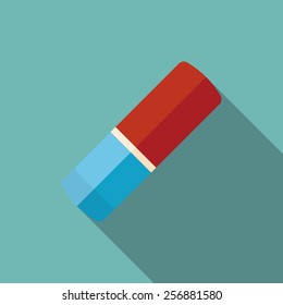 eraser icon with long shadow. flat style vector illustration