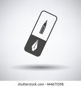 Eraser icon on gray background, round shadow. Vector illustration.