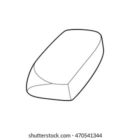Eraser icon in outline style isolated on white background. Stationery symbol