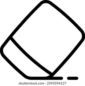 Eraser icon with an outline style, suitable for education and stationery themes.