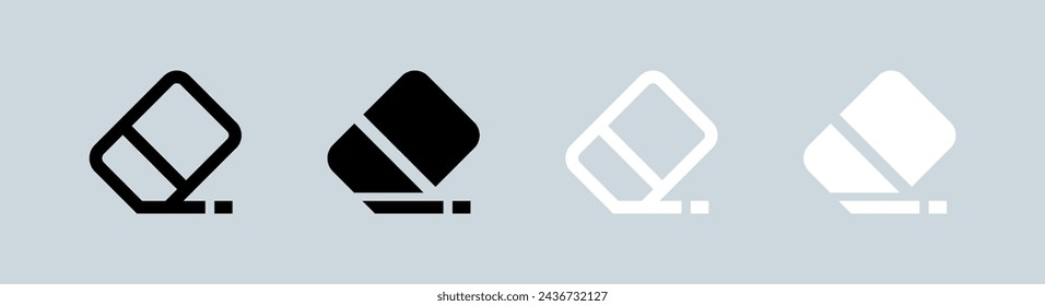 Eraser icon set in black and white. Wipe out signs vector illustration.