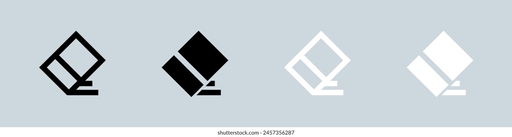 Eraser icon set in black and white. Wipe out signs vector illustration.