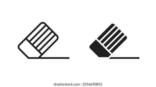 Eraser icon set in Thin line black color.