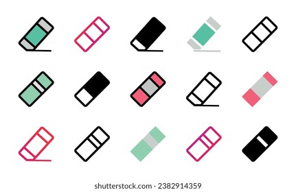 Eraser Icon Set Vector Illustration