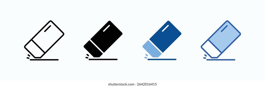 Eraser icon sheet multiple style collection isolated vector