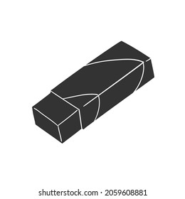 Eraser Icon Silhouette Illustration. Rubber Vector Graphic Pictogram Symbol Clip Art. Doodle Sketch Black Sign.