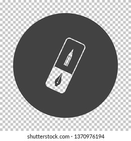Eraser icon. Subtract stencil design on tranparency grid. Vector illustration.