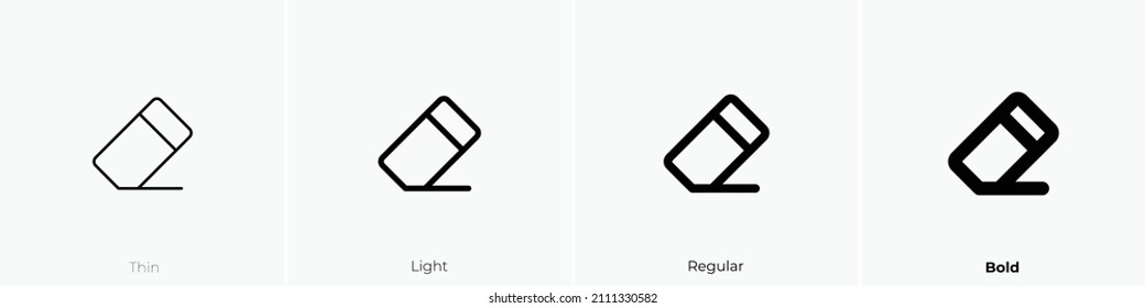 eraser icon. Thin, Light Regular And Bold style design isolated on white background