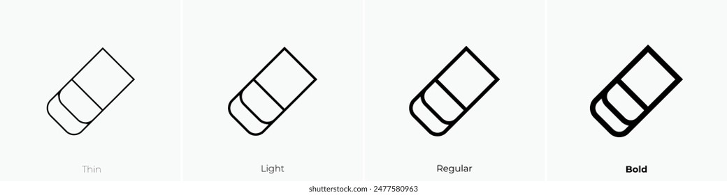 eraser icon. Thin, Light Regular And Bold style design isolated on white background