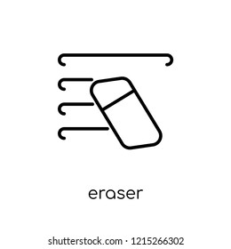 Eraser icon. Trendy modern flat linear vector Eraser icon on white background from thin line E-learning and education collection, editable outline stroke vector illustration