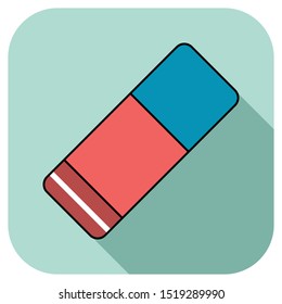 Eraser icon vector in flat style with black outline. Office and school icons for mobile and web-design. 