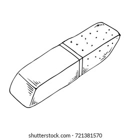 Eraser icon. Vector illustration of eraser for pencil. Hand drawn eraser.