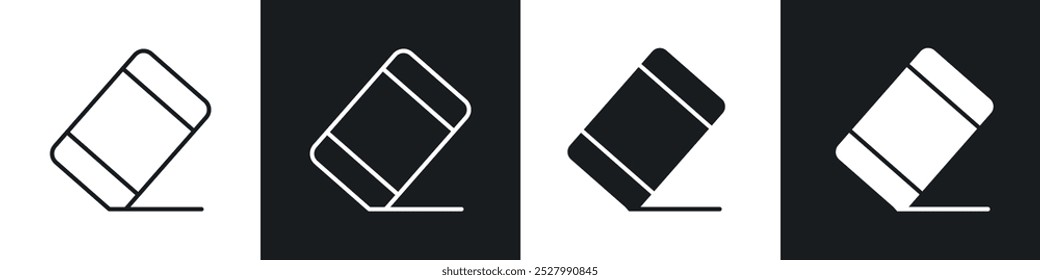 Eraser icon vector icon set black filled and outlined style.